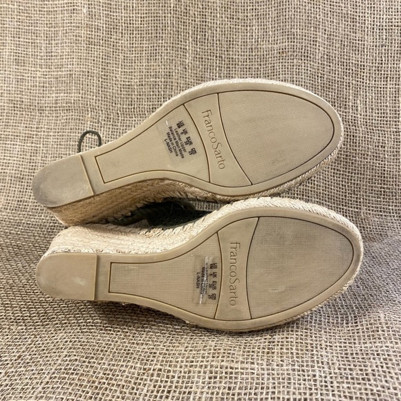 🛑SOLD🛑Espadrilles Franco Sarto sandals wedges olive ankle strap women’s sz 8 M - Picture 10 of 10